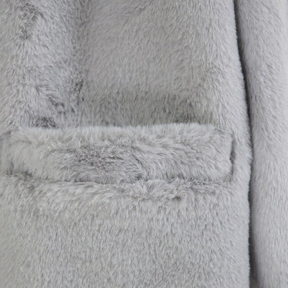 Women's Comfortable Faux Warm Coat Fur Pocket Casual