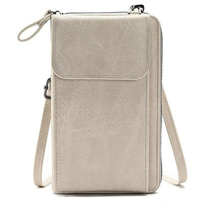 with Zipper Wallet Vintage Faux Crossbody Leather Women's