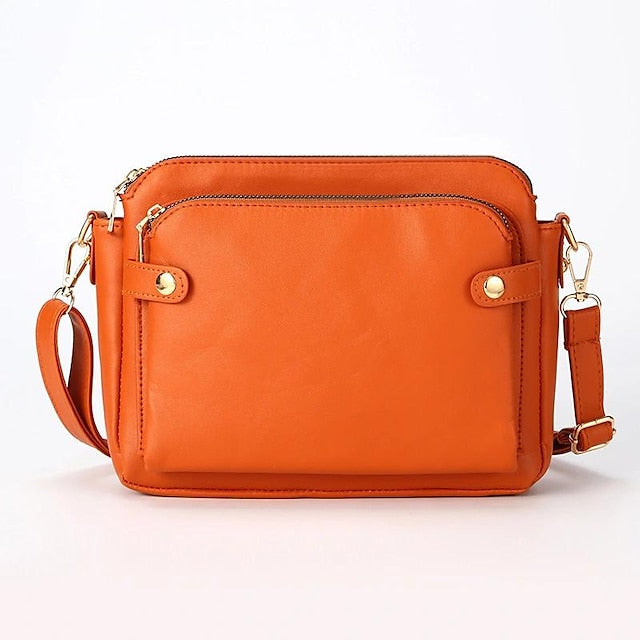 Shoulder Leather Women's Vintage Three-Layer Crossbody
