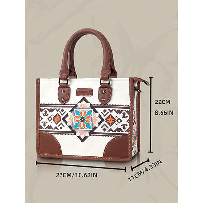 Women's Ethnic Set Faux Handbag and with Leather Canvas
