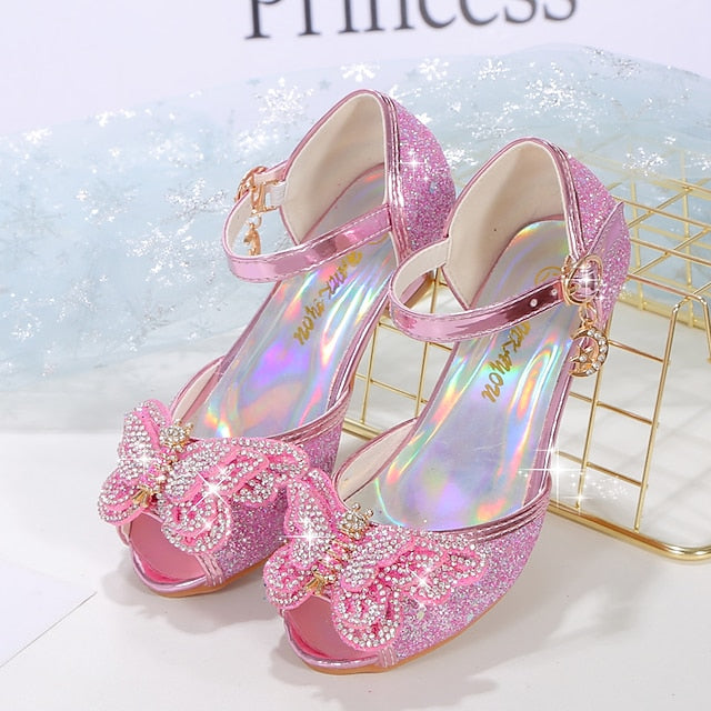 Shoes Glitter Princess Sparkly Bowknot Girls' Silver –