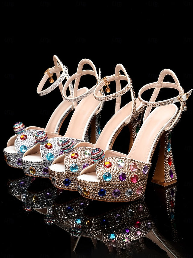 Platform with Women's Rhinestone Sandals Matching High Heel