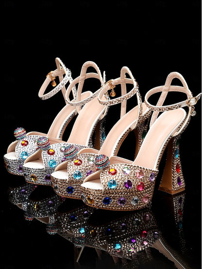 Platform with Women's Rhinestone Sandals Matching High Heel