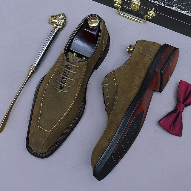 - Classic Cowhide Genuine Leather Shoes Men's Derby Suede