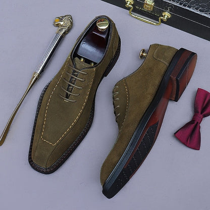 - Classic Cowhide Genuine Leather Shoes Men's Derby Suede