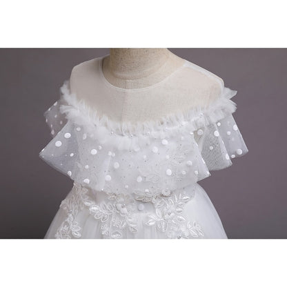 Girl Color Solid Girls' Flower Party Kids Dress