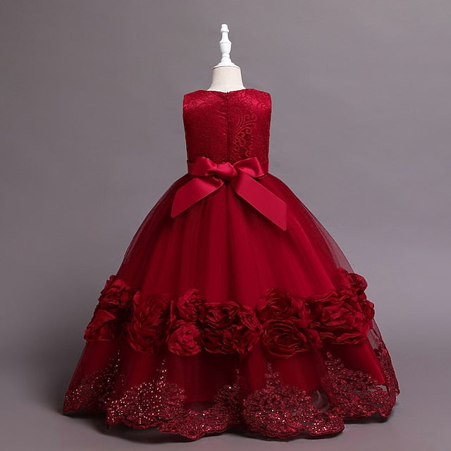 Dress Plain Kids Line Floral Party A Girls' Little