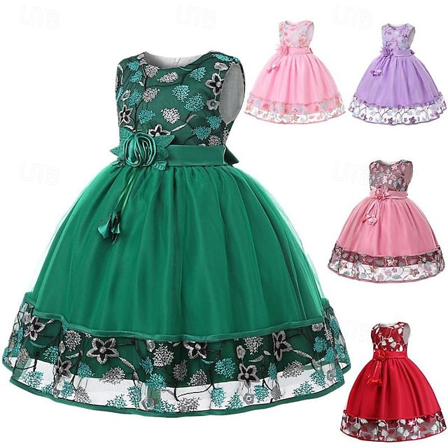 Sleeveless Girl Flower Girls' 3D Party Dress