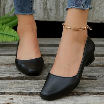 Slip-On Toe Low Black Heel Women's – Classic Pumps Round