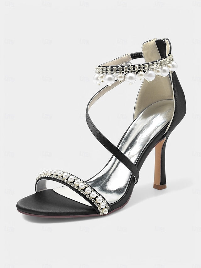 Satin Party Ankle Chic – Strap Pink Pointed-Toe Heels