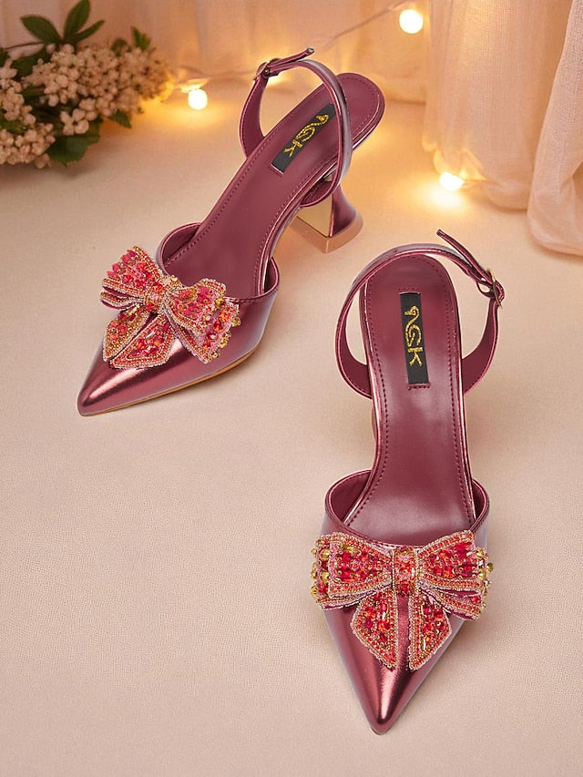 Metallic Women's Gold Pumps Pointed Slingback - High Toe