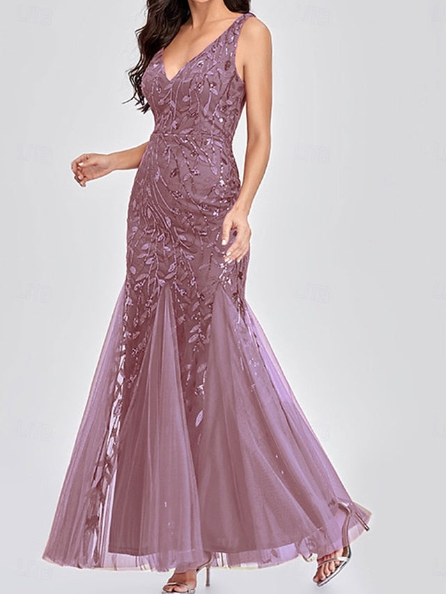 V Bride Mother Neck Party Floor the Elegant Dress of