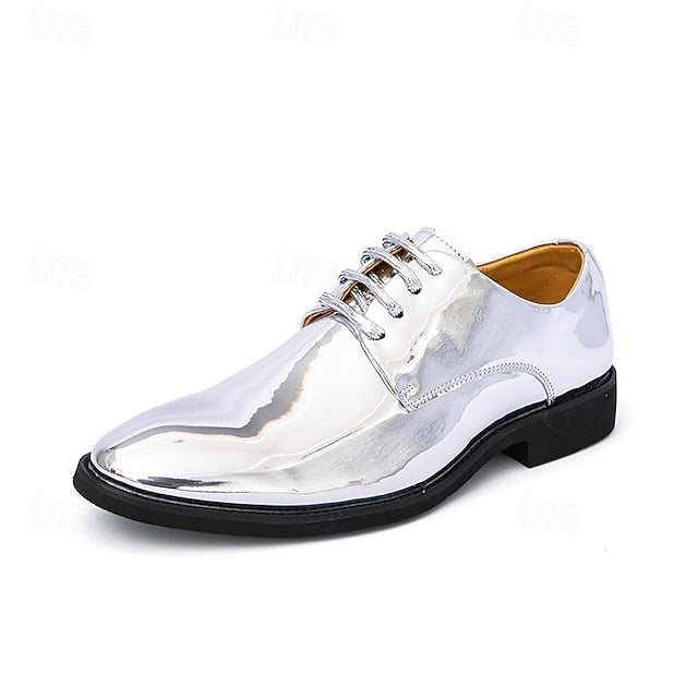 – Gold Leather Sleek Shiny for Lace-Up Men Patent Shoes