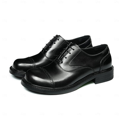 Toe Oxford First Dress Cap Shoes- Genuine Men's Leather
