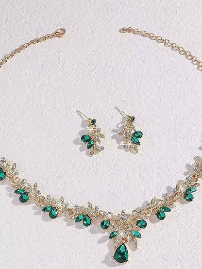 Rhinestone - Jewelry Set with Pendant Gold Women's Teardrop