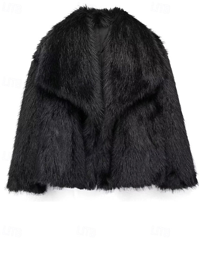 Furs Buttons Women's Comfortable Coat Warm Fur Faux