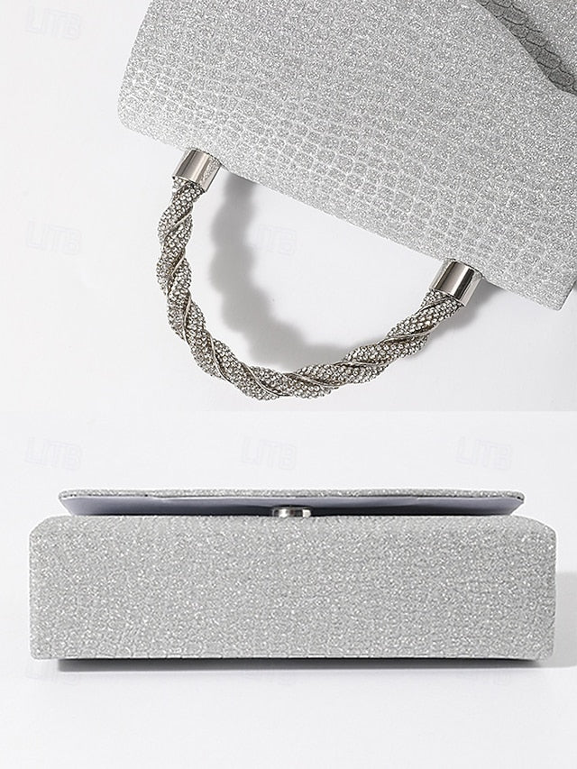 Handbag Silver Handle Rhinestone – with Women's Glitter