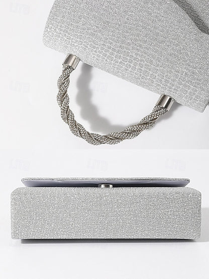 Handbag Silver Handle Rhinestone – with Women's Glitter