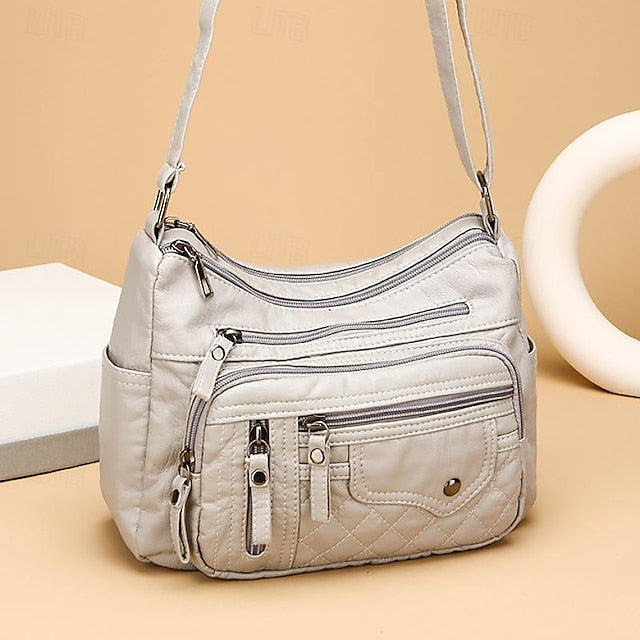 Bag Women's Faux Multiple Leather with Quilted Crossbody