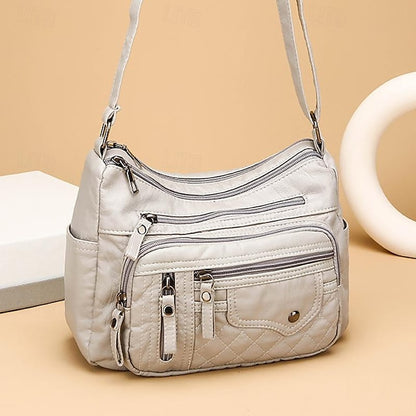 Bag Women's Faux Multiple Leather with Quilted Crossbody