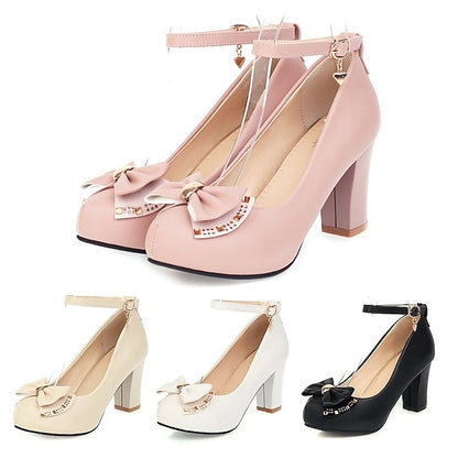 Shoes Pumps Toe White – Heel Girls' Round Block