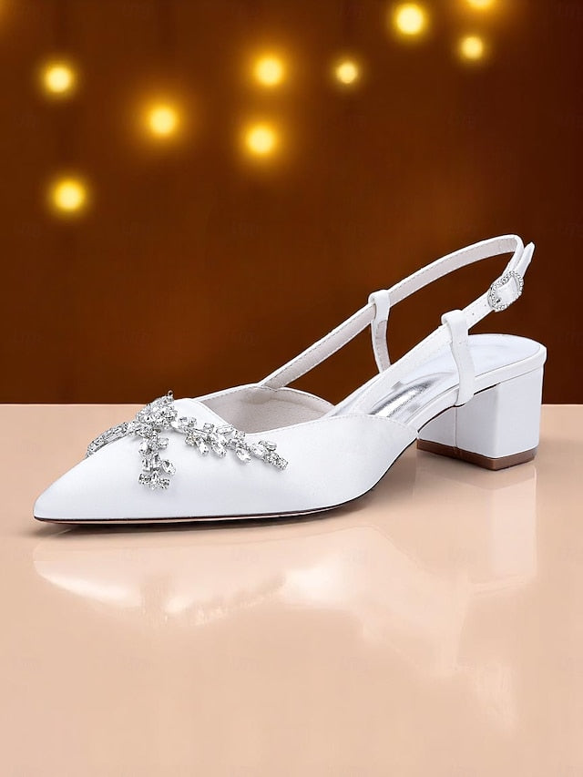 Slingback Black Women's Satin Heels