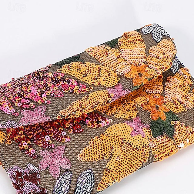 Floral Handheld Embroidered Clutch Bag Evening Women's -