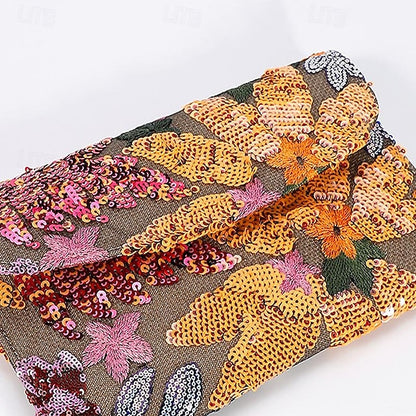 Floral Handheld Embroidered Clutch Bag Evening Women's -