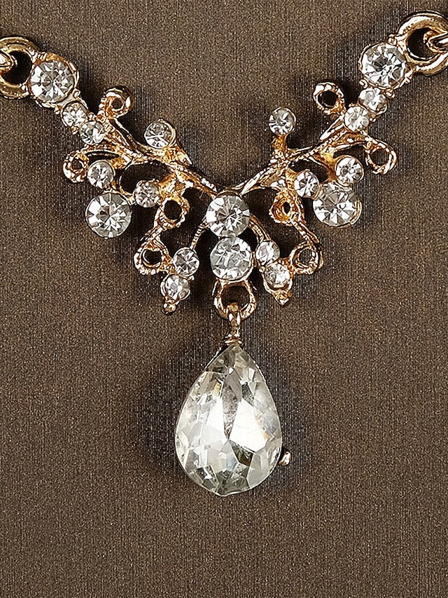 Set and Necklace Crown Tiara Diamond Sparkling Gold-Plated –