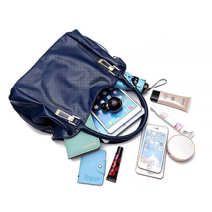 Handles Women’s and Top Faux with Handbag Black Leather