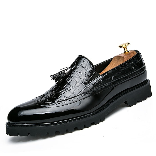 Pattern Stylish - and Men's Black Red Crocodile Loafers