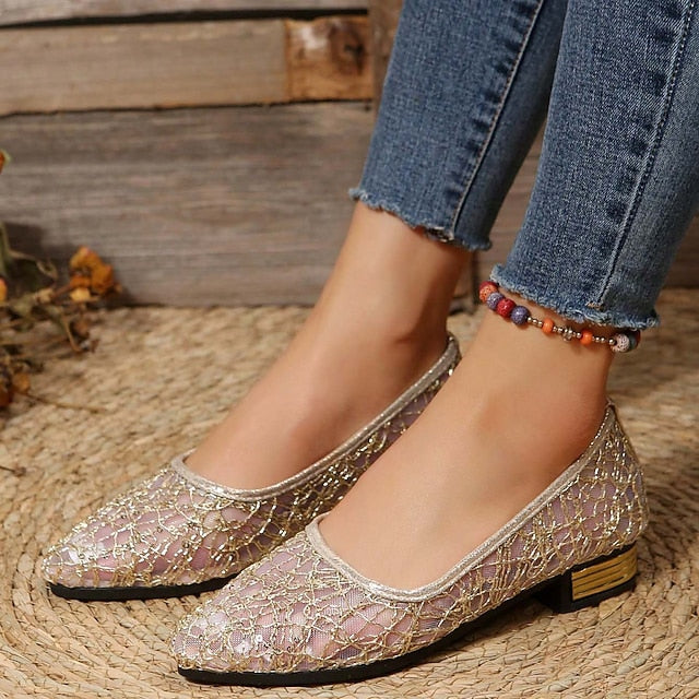 Elegant Mesh Women's Ballet Silver – Sequin Flats