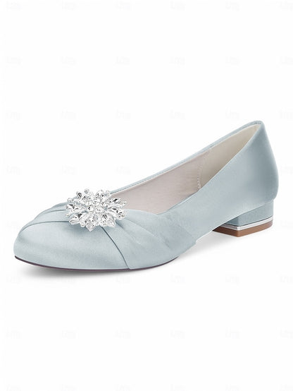 Flats Crystal Satin Elegant Women's White Wedding –