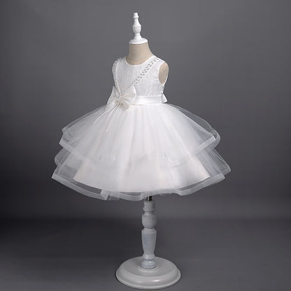 Dress Party Color Girls' Sleeveless Solid Toddler