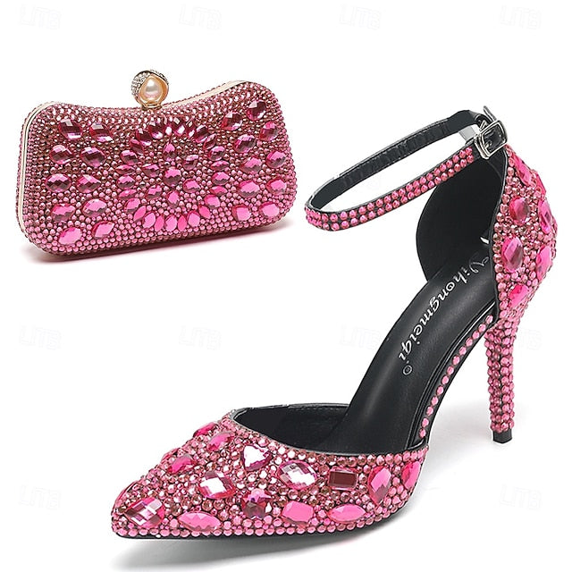 High Rhinestone Shoes Heel Multicolor Wedding Women's with
