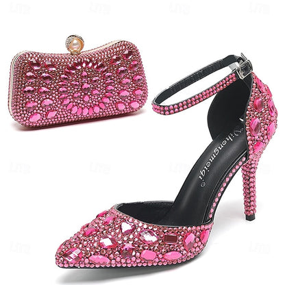 High Rhinestone Shoes Heel Multicolor Wedding Women's with