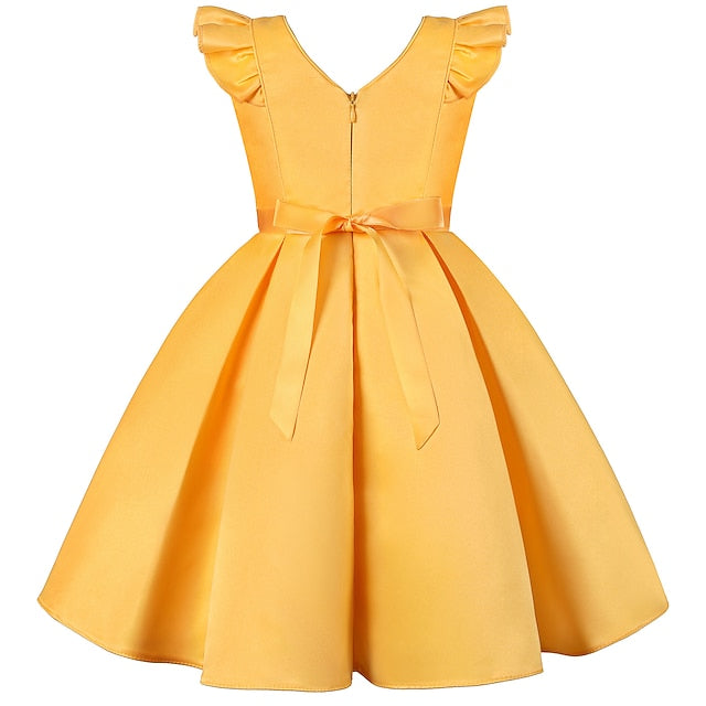 Color Kids Party Dress Sleeveless Solid Formal Girls'