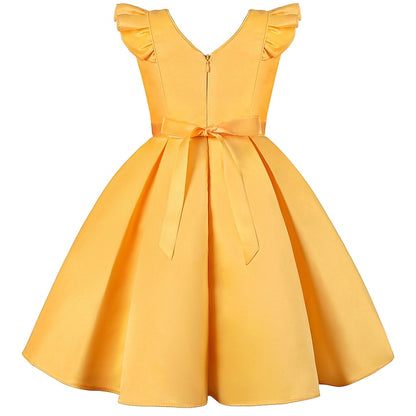 Color Kids Party Dress Sleeveless Solid Formal Girls'