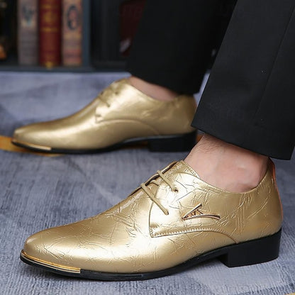 Shoes Men's Purple Bold Patent Shiny Lace-Up