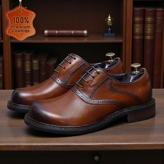 First Genuine Leather Shoes- Layer Men's Oxford