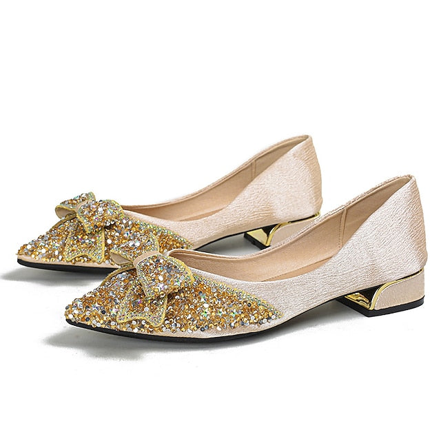 Bow Flats with Women's Rhinestone Glitter - Elegant Detail