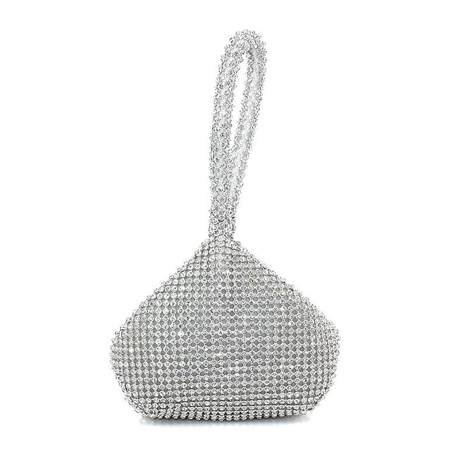Women's Evening Rhinestone Bag Silver - Elegant Crystal