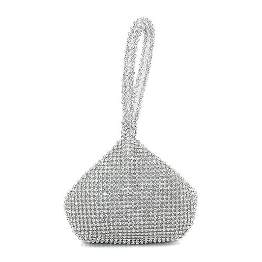 Women's Evening Rhinestone Bag Silver - Elegant Crystal