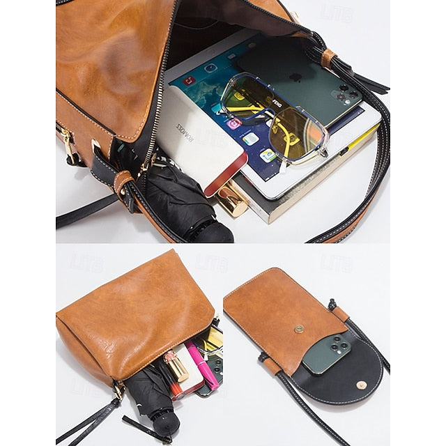 Faux Bag Women's Set Handbag 4-Piece – Leather Shoulder