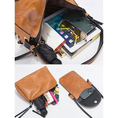 Faux Bag Women's Set Handbag 4-Piece – Leather Shoulder