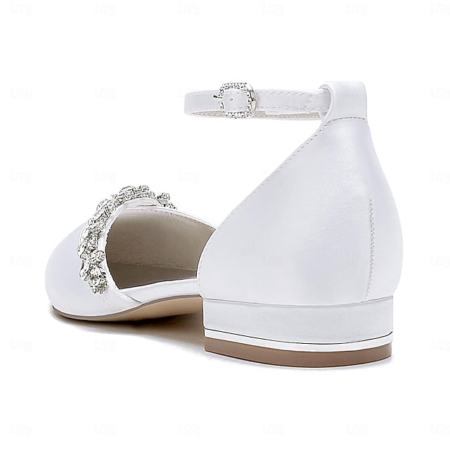 Pointed Elegant Women's Toe – Flats Wedding White Satin
