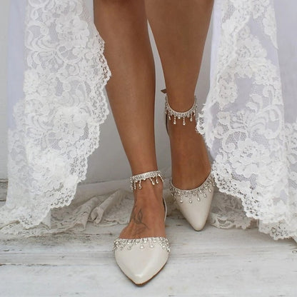 White Wedding Women's Elegant Flats with – Bridal Shoes
