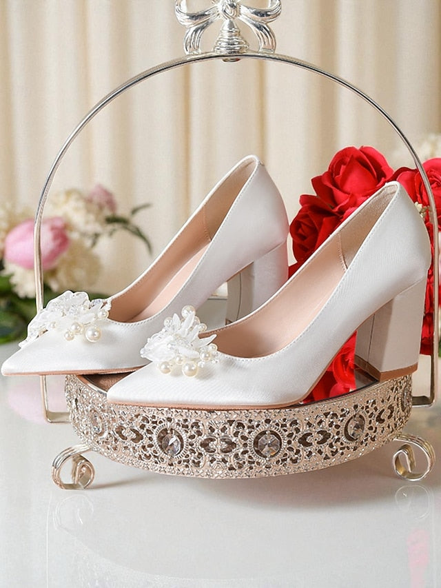 Women's Pearl White and Heels with Wedding Crystal