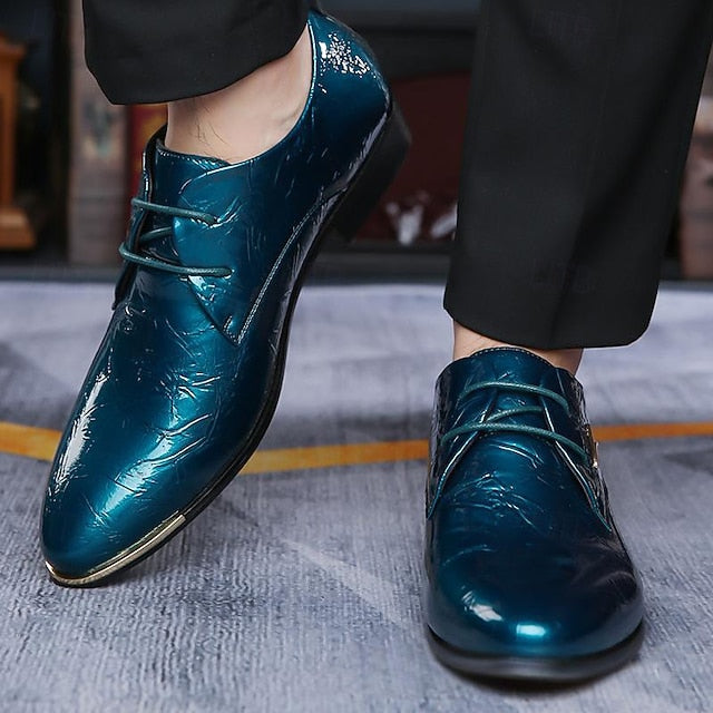 Shoes Men's Purple Bold Patent Shiny Lace-Up