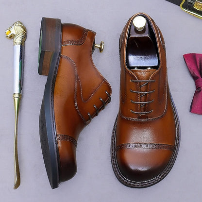 Oxford First Shoes- Genuine Cap Men's Leather Toe